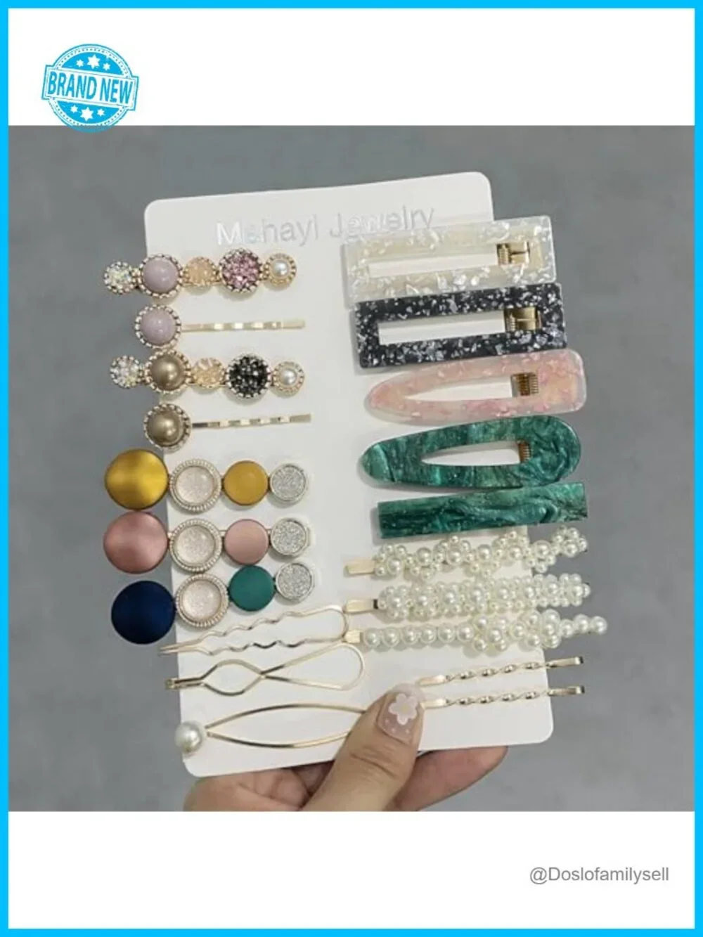 20pc Pearl Acrylic Hair Clips Set - Macaron Barrettes Bobby Pins Hair